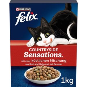 Kattmat Torr: Bästa Recepten och Tips för Hemlagad Mat till Din Katt FELIX Countryside Sensations torr kattmat med nötkött och kyckling, 1-pack (1 x 1 kg)